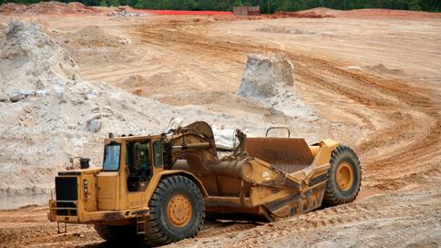 Heavy earth mover at a construction site