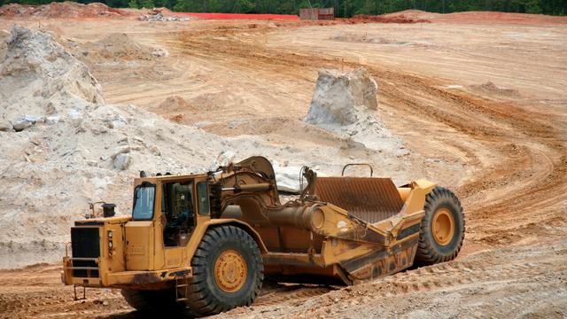 Heavy earth mover at a construction site