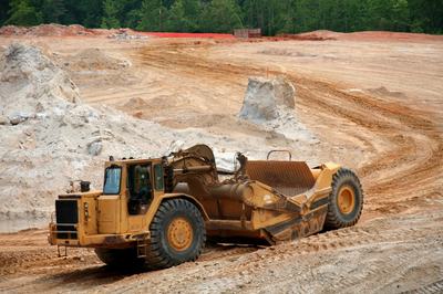 Heavy earth mover at a construction site